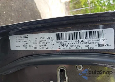 2014 Ram 1500 Laramie из США, поврежденный, VIN 1C6RR7NT8ES218795